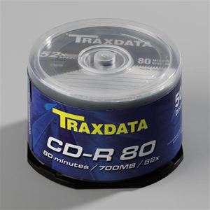 Slika od CD Recordable 700MB Traxdata, 52x, silver, spindle, 50kom