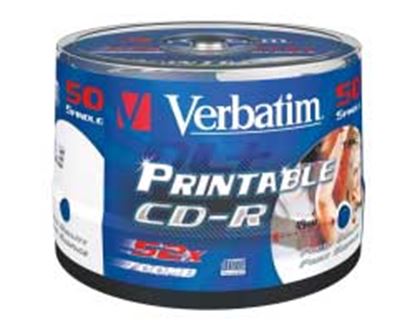 Slika od CD Recordable 700MB Verbatim DataLife+ 52× no-ID 50 spindle WIDE PRINTABLE, 43438