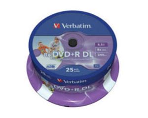 Slika od DVD+R DL Verbatim Double Layer 8.5GB 25 pack spindle 8× printable, 43667