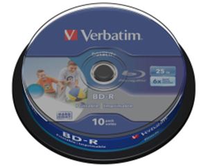 Slika od Blu-Ray Verbatim BD-R SL 6× 25GB WIDE PRINTABLE No ID 10 pack, 43804