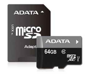 Slika od Secure Digital card Micro  64 GB ADATA + adapter, AUSDX64GUICL10-RA1