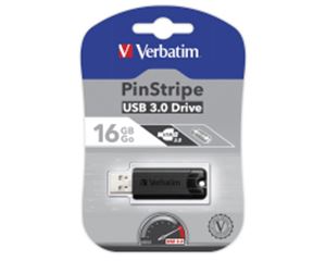 Slika od USB 3.0 Flash Memory Drive  16GB Verbatim Store'n'Go PinStripe, crni, V049316