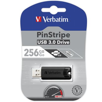 Slika od USB 3.0 Flash Memory Drive 256GB Verbatim Store'n'Go PinStripe, crni, V049320