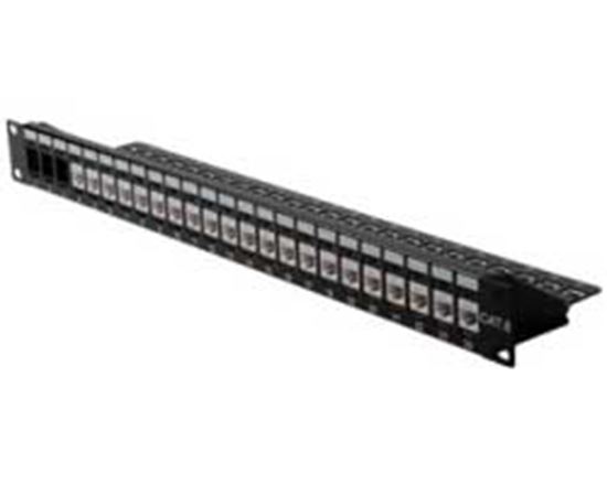 Slika od PATCH PANEL 24-port UTP Cat.6 Class E, 19", Keystone unshielded, crni, Roline