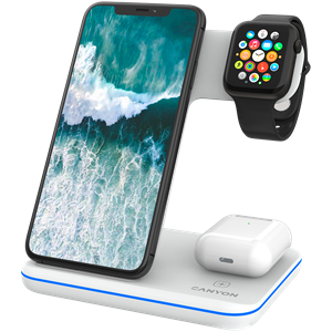 Slika od CANYON WS-303 3in1 Wireless charger, with touch button for Running water light White