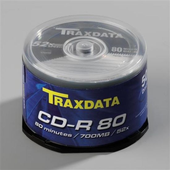 Slika CD Recordable 700MB Traxdata, 52x, silver, spindle, 50kom