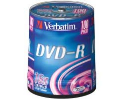 Slika DVD-R Verbatim Matt Silver 4.7GB 16× 100pk spindle, 43549