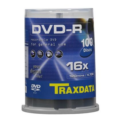 Slika DVD-R Traxdata 4.7GB, 16x, 100 komada cake, Silver, 9077F3QTRA001