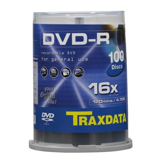 Slika DVD-R Traxdata 4.7GB, 16x, 100 komada cake, Silver, 9077F3QTRA001
