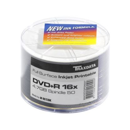 Slika DVD-R Traxdata 4.7GB, 16x, Full Printable, 50 komada spindle, White