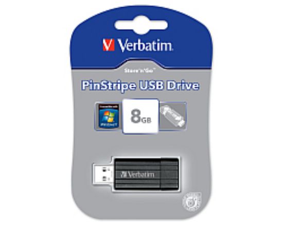 Slika USB 2.0 Flash Memory Drive   8GB Verbatim PinStripe, 49062