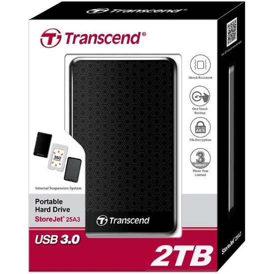 Slika USB 3.0  2 TB Transcend StoreJet 25A3 Black, TS2TSJ25A3K