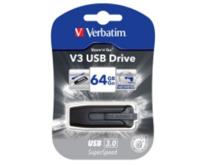 Slika USB 3.0 Flash Memory Drive  64GB Verbatim V3, crni, V049174