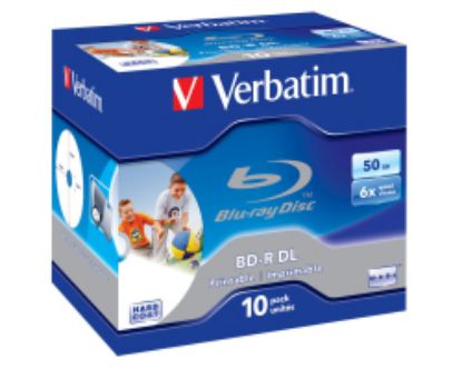 Slika Blu-Ray Verbatim BD-R DL 6× 50GB Wide Printable No ID Surface Hard Coat 10 pack JC, 43736