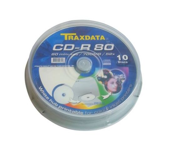 Slika CD Recordable 700MB Traxdata, 52x, 10 komada cake, White
