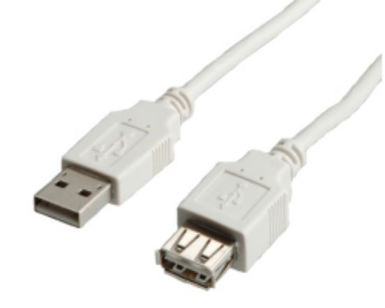 Slika USB 2.0 TIP A-A M/F  0.8 m, Roline VALUE, bež