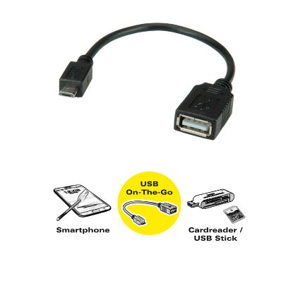Slika USB 2.0 TIP A-Micro B F/M  0.15 m, Roline VALUE