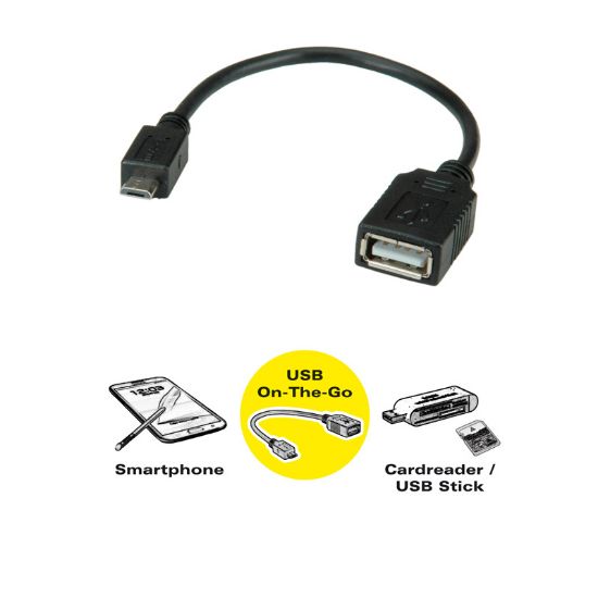 Slika USB 2.0 TIP A-Micro B F/M  0.15 m, Roline VALUE