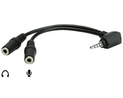 Slika Kabel 1x 3.5mm 4-pin Jack M - 2x 3.5mm Stereo Jack F  0,15 m Roline Audio Y kabel