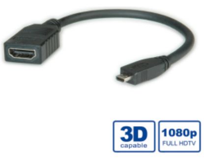 Slika HDMI kabel HDMI F - HDMI M (D - Micro) 0.15 m Roline VALUE High Speed with Ethernet