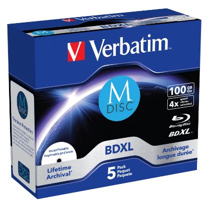 Slika Blu-Ray M-Disc Verbatim BD-R XL 100GB 4×  Inkjet Printable 5 pack JC, 43834