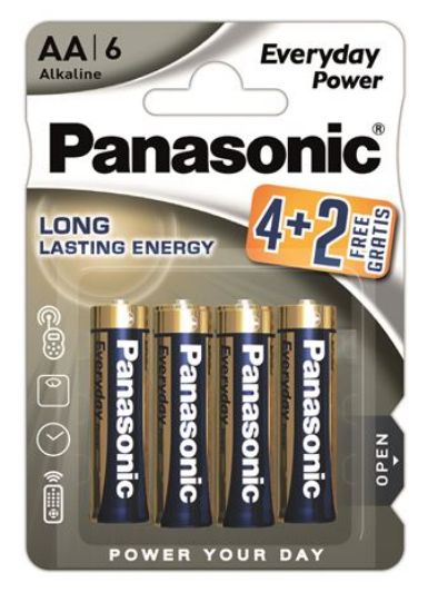 Slika AA (R6) 1,5 V Panasonic Everyday Power, LR6EPS/6BP 4+2F, 6-pack