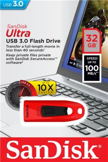 Slika USB 3.0 Flash Memory Drive  32GB SanDisk Ultra SDCZ48-032G-U46 Red