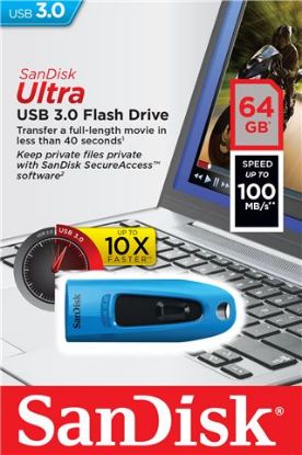 Slika USB 3.0 Flash Memory Drive  64GB SanDisk Ultra SDCZ48-064G-U46B Blue