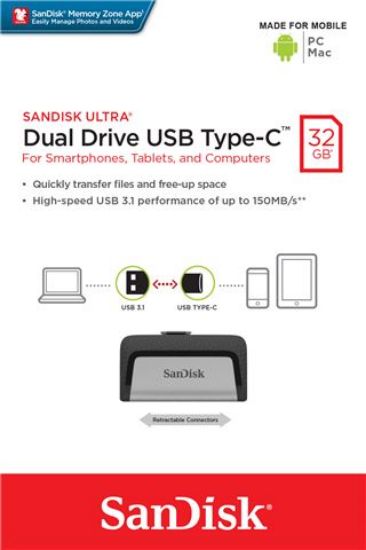 Slika USB Type C 3.1 Flash Memory Drive  32GB SanDisk Ultra Dual Drive Type C SDDDC2-032G-G46
