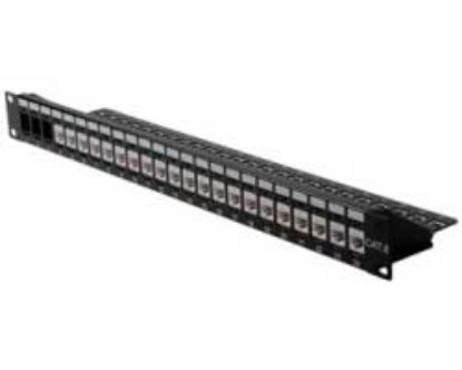 Slika PATCH PANEL 24-port UTP Cat.6 Class E, 19", Keystone unshielded, crni, Roline