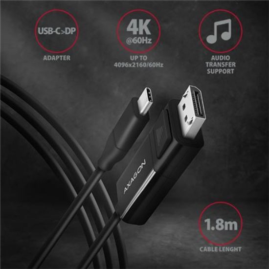 Slika USB C - DisplayPort  1.8 m  Axagon RVC-DPC