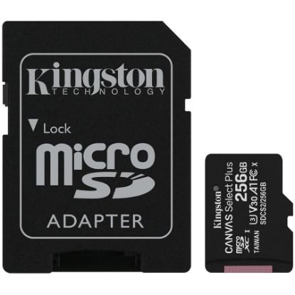 Slika Secure Digital card Micro 256 GB Kingston Canvas Select Plus 100R A1 C10 Card + Adapter, DSCS2/256GB