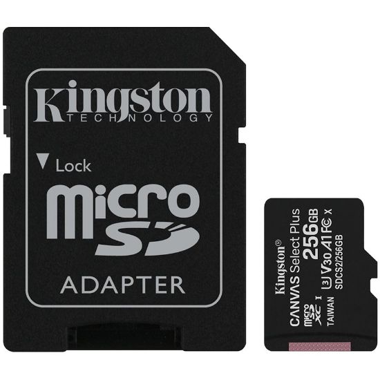Slika Secure Digital card Micro 256 GB Kingston Canvas Select Plus 100R A1 C10 Card + Adapter, DSCS2/256GB