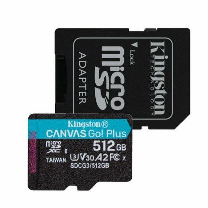 Slika Secure Digital card Micro 512 GB Kingston Canvas Go Plus 170R A2 U3 V30 Card + Adapter, SDCG3/512GB