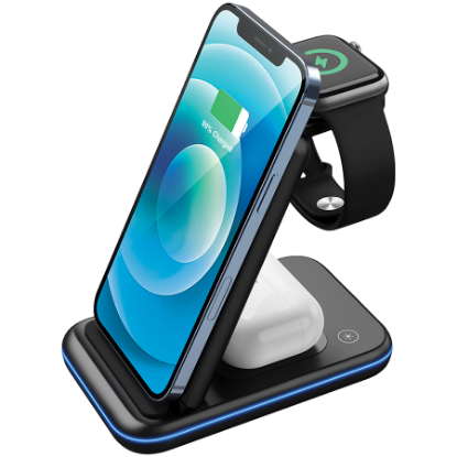 Slika CANYON wireless charger WS-304 15W 3in1 Black
