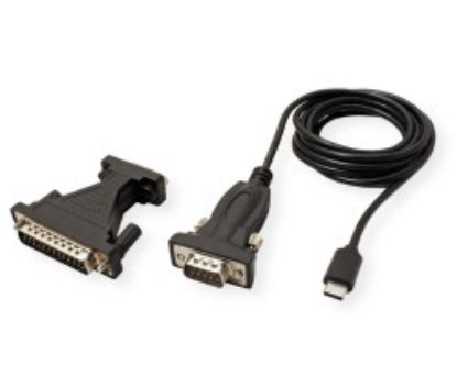 Slika USB-C na RS232 Roline VALUE adapter/kabel, crni, 1.8m