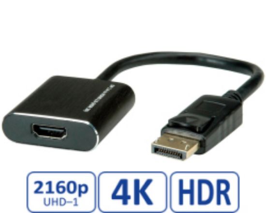 Slika Display Port M - HDMI F, v1.4, aktivni adapter/kabel, 4K60, Roline, 0.15m