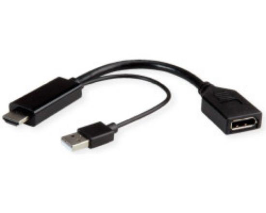 Slika HDMI M - Display Port F, adapter/kabel v1.2, aktivni, 4K60, Roline, 0.15m