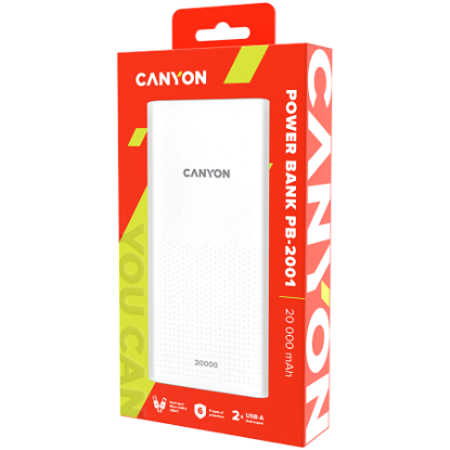 Slika Power bank CANYON PB-2001 White, 20000mAh