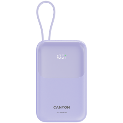 Slika Power bank CANYON OnPower 101 built-in cable, Purple, 10000mAh