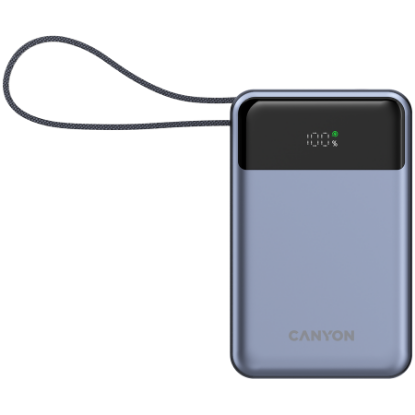 Slika Power bank CANYON OnPower 600 built-in cable, Dark Grey, 20000mAh