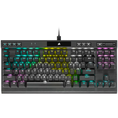 Slika Corsair K70 RGB TKL CHAMPION SERIES Optical-Mechanical Gaming Keyboard, Backlit RGB LED, CORSAIR OPX RAPIDFIRE, Black, Black PBT Keycaps