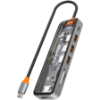 Slika USB Hub 3.0 3-port Canyon DS-13 7in1 4k USB-C Transparent Space Grey