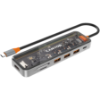 Slika USB Hub 3.0 3-port Canyon DS-13 7in1 4k USB-C Transparent Space Grey