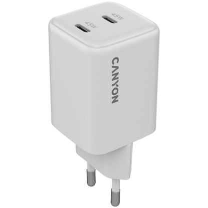 Slika USB punjač zidni CANYON CU45CC GaN 45W 2xPD, White