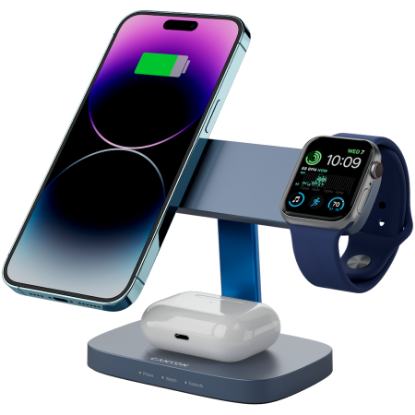 Slika CANYON Wireless Charging Station Hexagon 310 3in1 DarkGrey/Blue