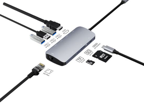 Slika USB Hub 3.0 4-port Asonic 7-u-1 Tip C na HDMI, LAN, U3.0 Tip C, SD čitač