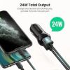 Slika USB auto punjač UGREEN 24W, 2×USB-A, crni