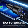 Slika USB auto punjač UGREEN 130W, 2x USB-C, USB-A, PD, QC 4.0, sivi