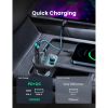 Slika USB auto FM transmiter i punjač UGREEN LED zaslon, BT, TF 128 GB, USB-C, 2x USB, Quick charge 3.0, crni